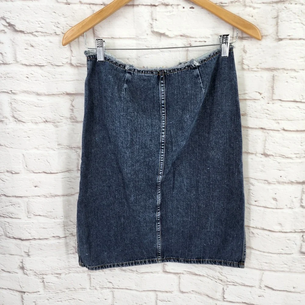 Vintage Y2K Denim Pencil Skirt Brat Fairy Grunge Indie Festival Cowgirl Midi 4‎